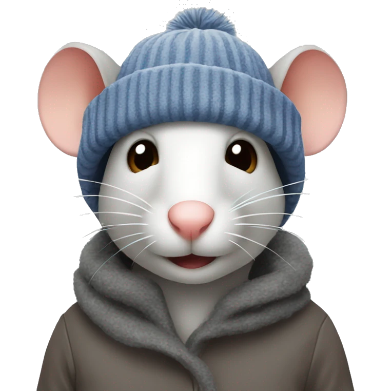 A rat wearing a winter hat emoji