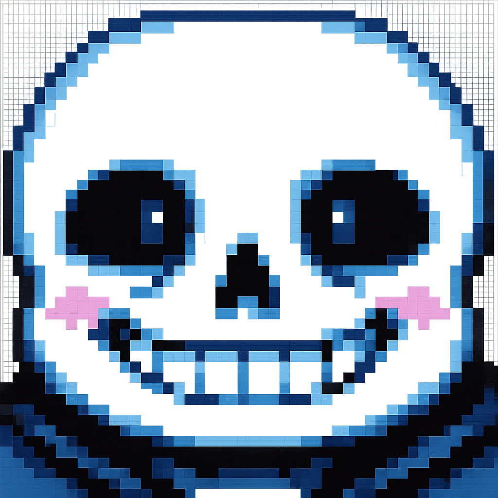 Show only Sans's face, no background, pixel art style emoji