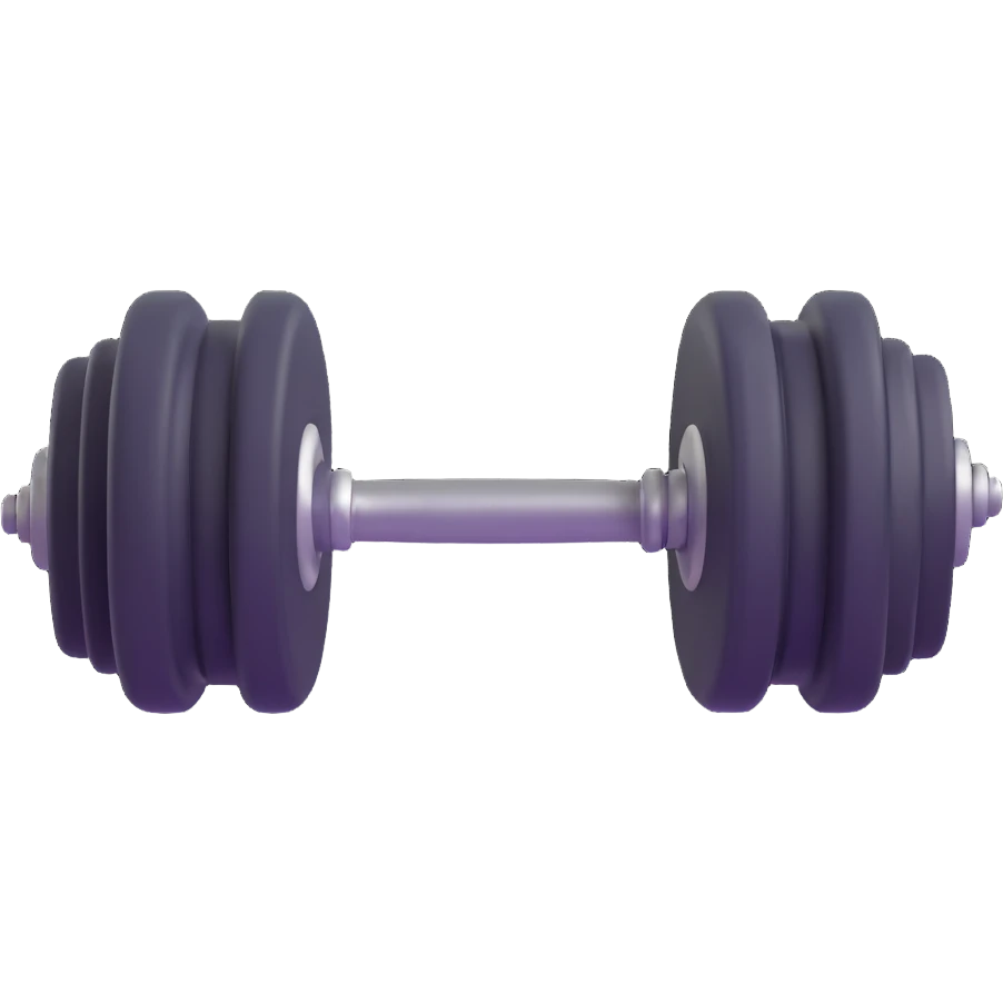 Dumbbell gym weight floating in the air, bright colors emoji