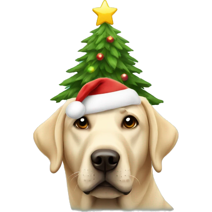 Labrador with a christmas tree emoji