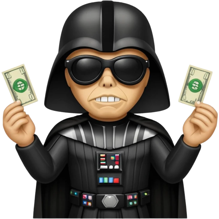 Darth Vader wearing shades with dollar signs emoji
