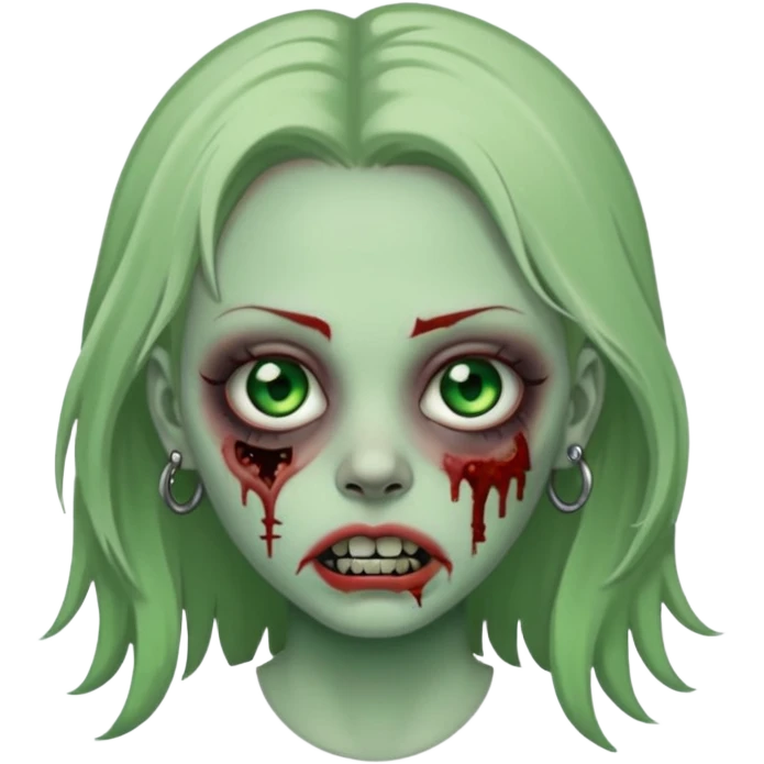 Zombie girl with a septum piercing emoji