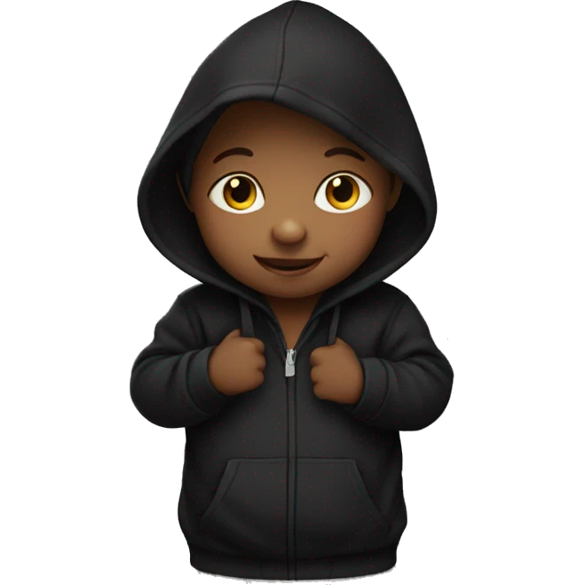 baby wearing black hoodie emoji