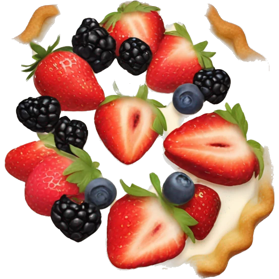 Make an emoji of a fruit tart with strawberries, blueberries and blackberries emoji