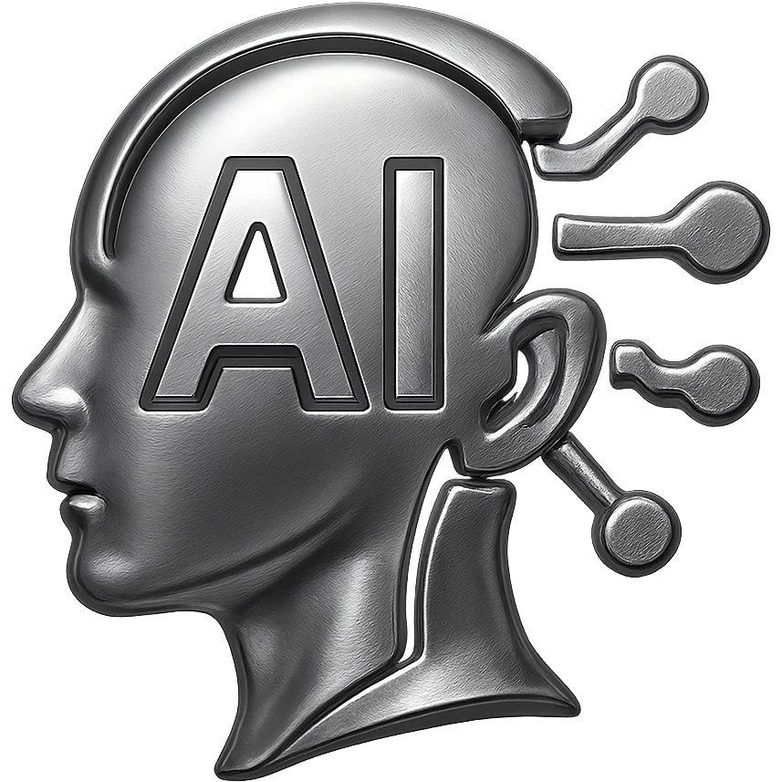 inteligencia artificial, estilo futurista, tonos metálicos emoji