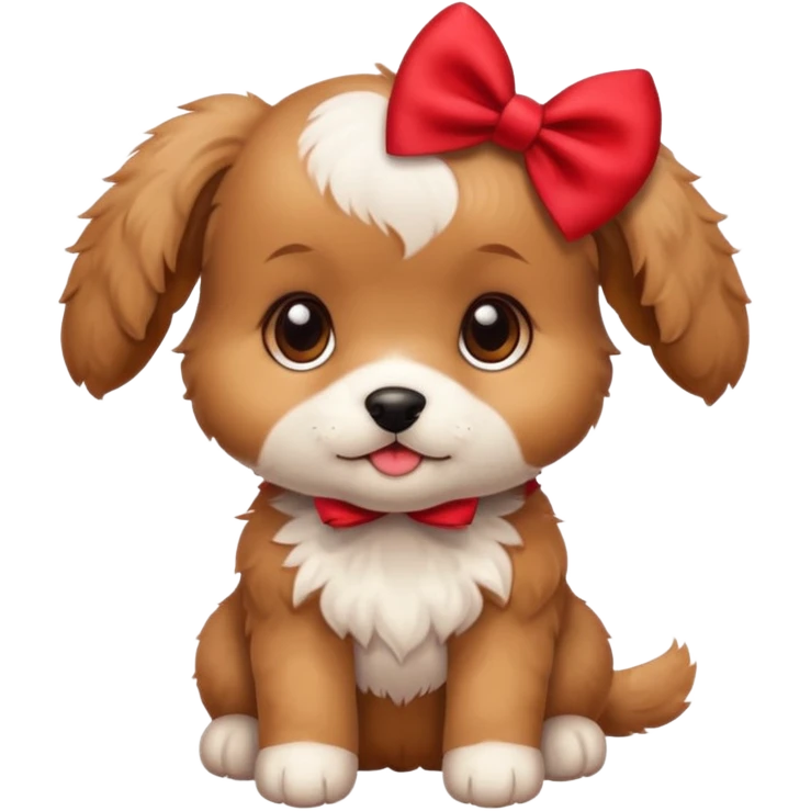 Cute puppy with bow emoji