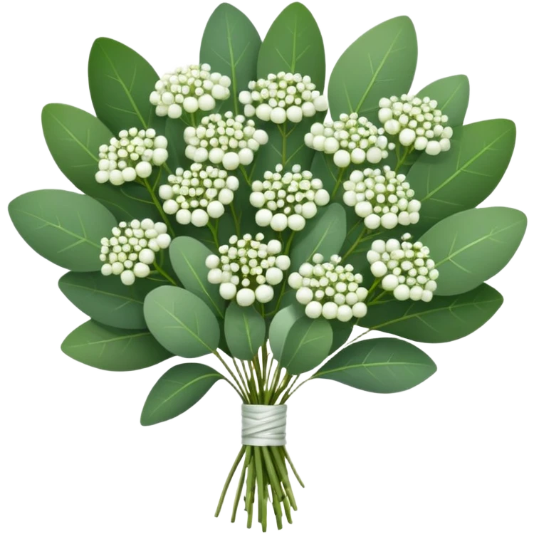 bouquet of eucalyptus and gypsophila flowers emoji