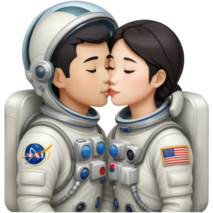 Asian Astronaut couple kissing  emoji