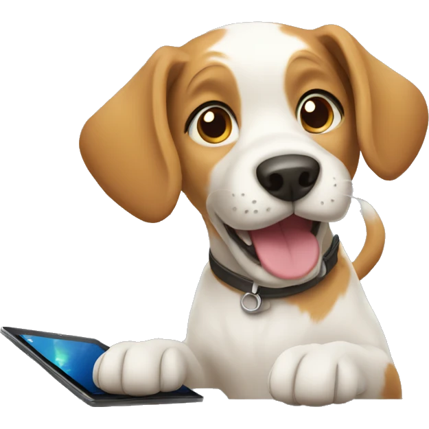 Dog playing with iPad emoji
