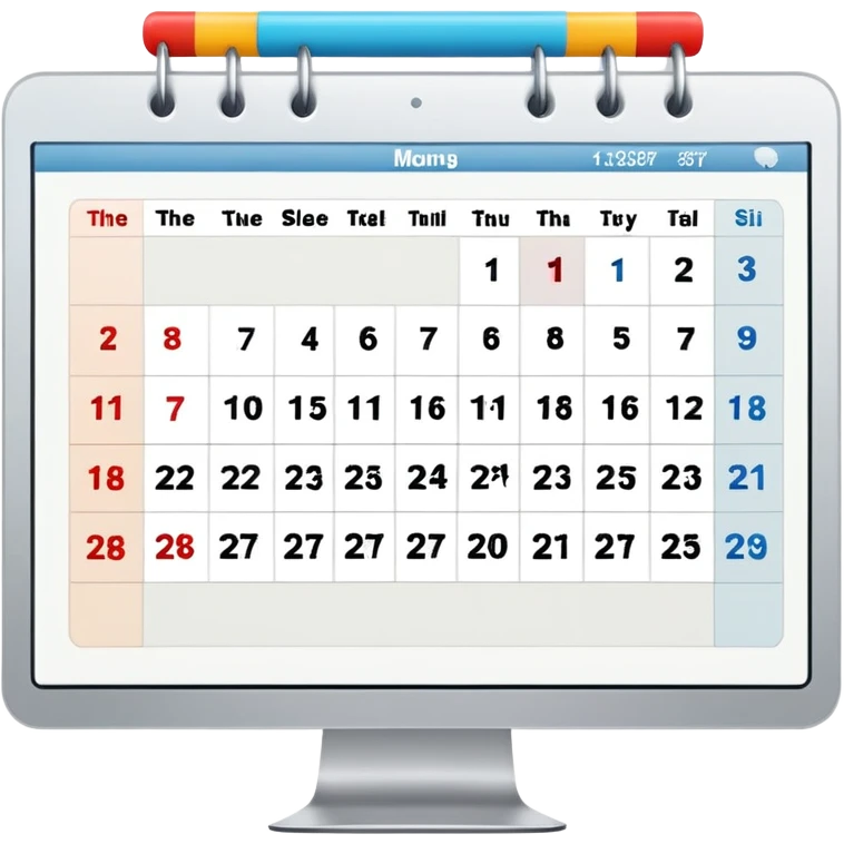 day-calendar with hours and client slots, some booked, on iMac screen emoji