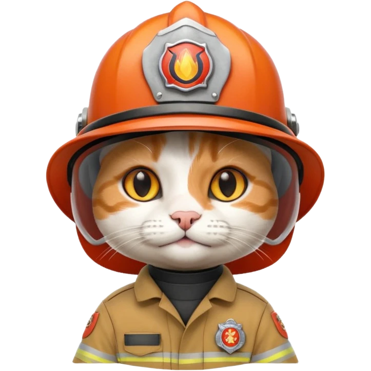 Cat firefighter, uniform including helmet of uniform emoji