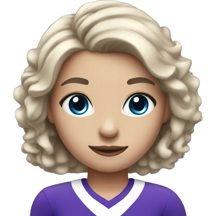 cheerleader in purple with blue eyes and dark hair emoji