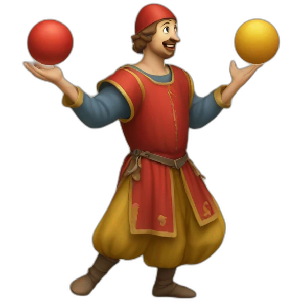 medieval juggler juggling 4 balls emoji