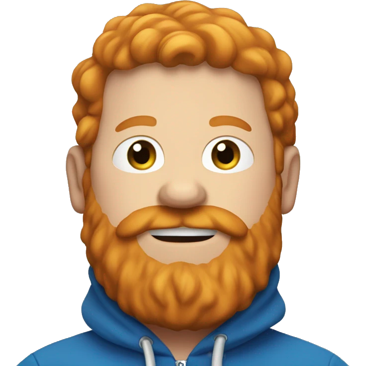 Fat ginger beard man wearing a blue hoodie with hood on emoji