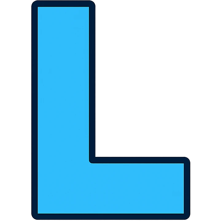 The letter L in Lemon Milk font, blue color, minimalist design emoji