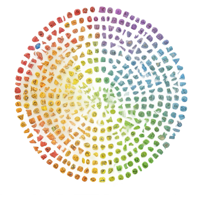 Rainbow with words around it emoji