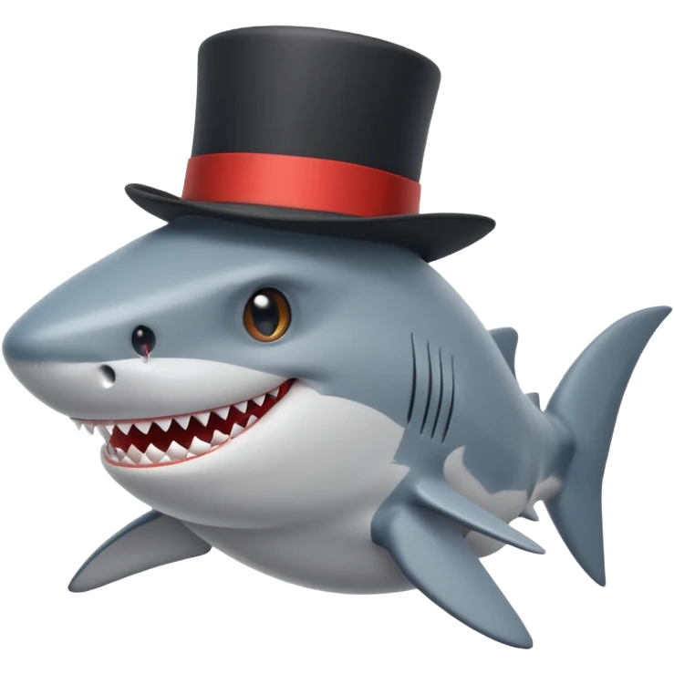 Shark with a top hat emoji