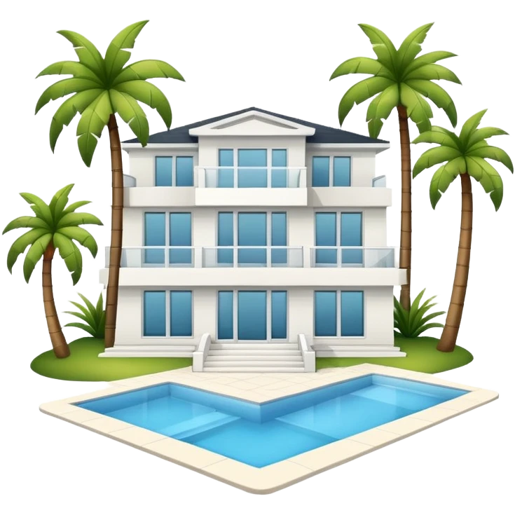 modern white villa with palm trees emoji