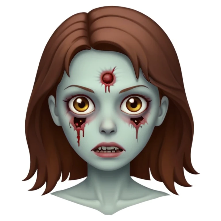 Uma zumbi bonita e com cabelos castanhos  emoji