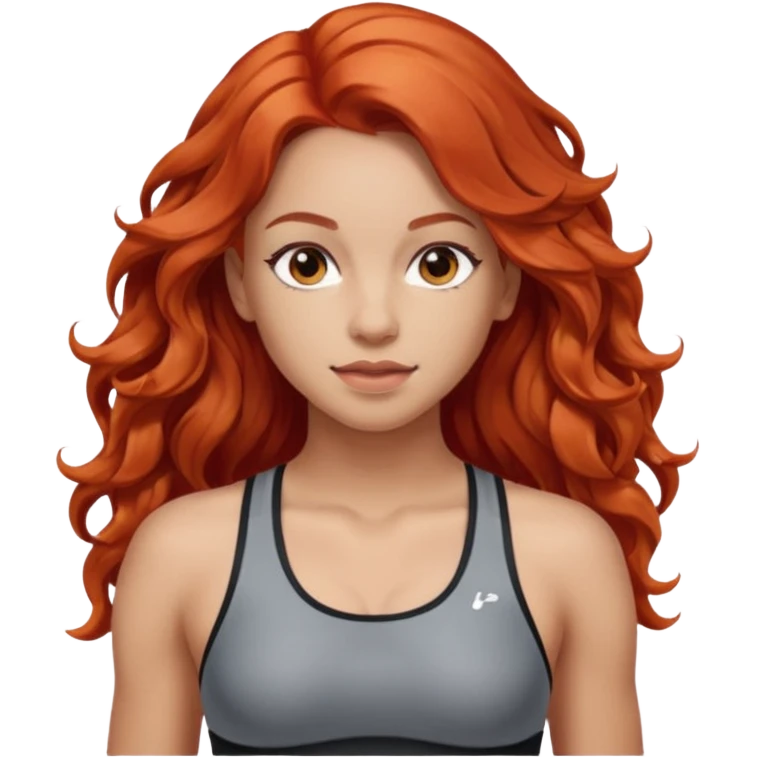 Athletic girl with long light red wavy hair and smaller boobs emoji