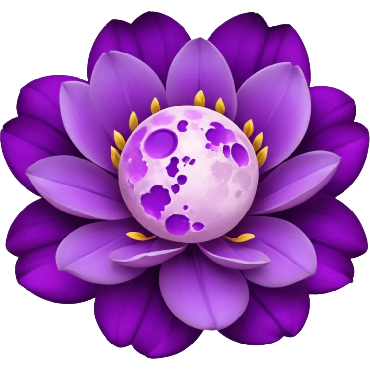 purple blossom with a purple Moon emoji