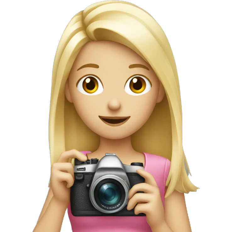 blonde girl taking a picture with a camera  emoji