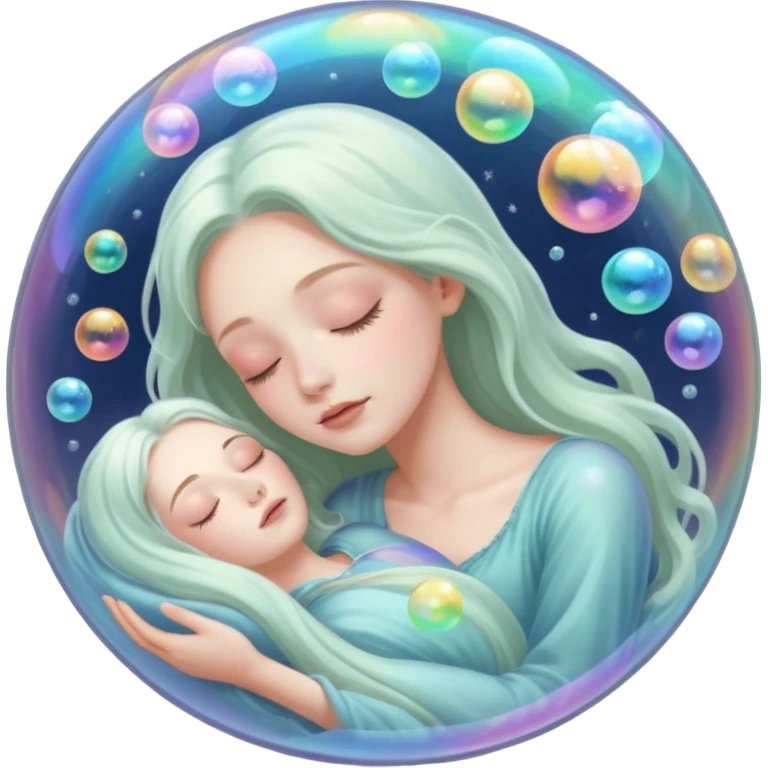 soap bubble with sleeing woman inside emoji
