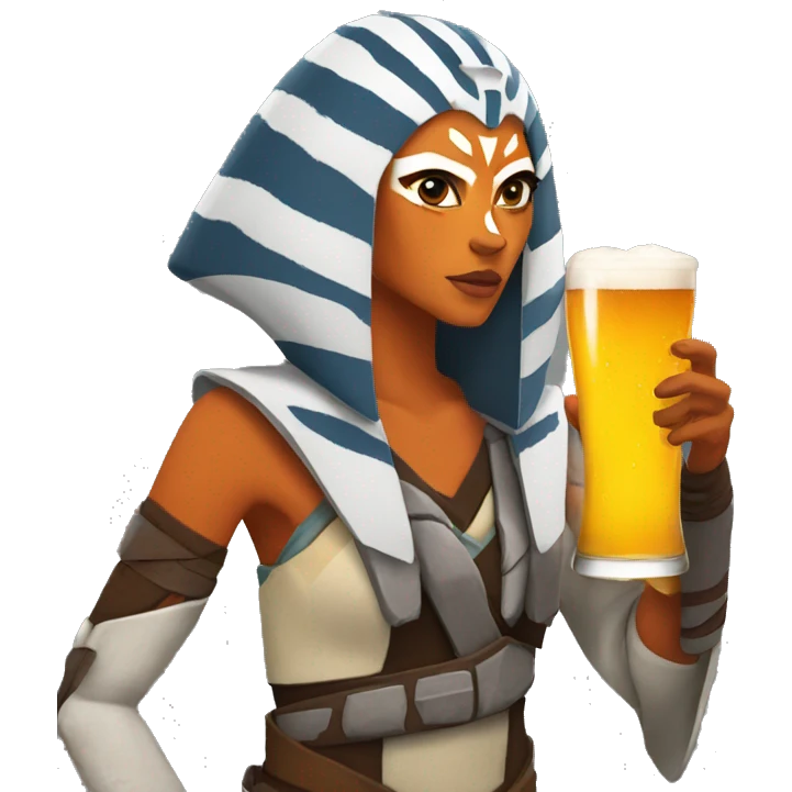 Ahsoka drinking a beer emoji