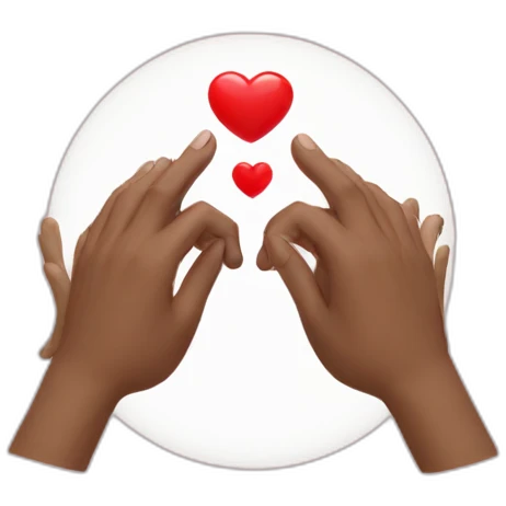 Two hands on which is a red heart emoji