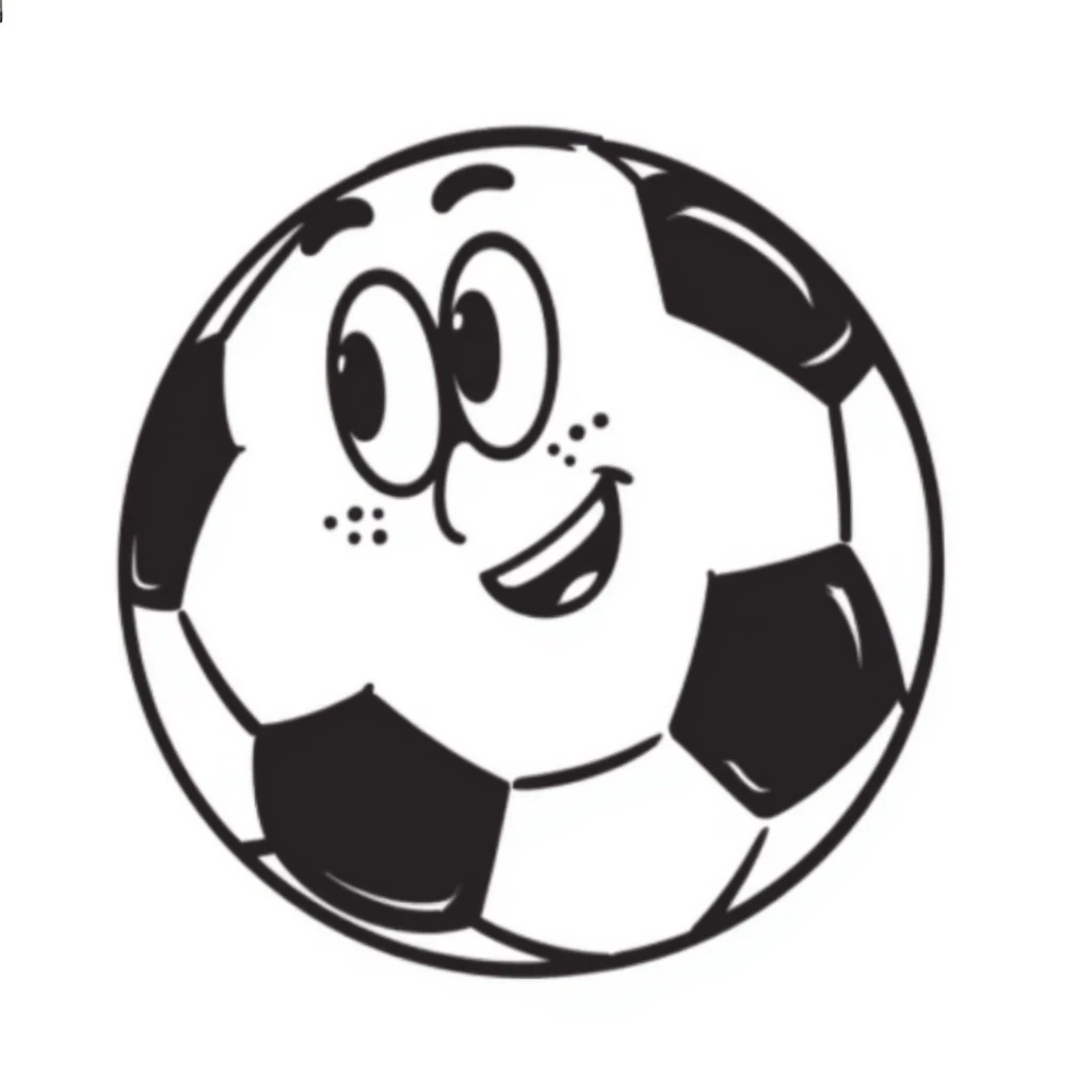 A hand-drawn football/soccer ball with an adorable face and expression emoji