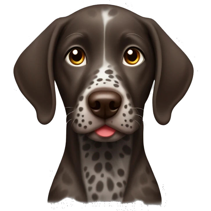 Dark Brown spotted German short haired pointer puppy with ticking with red collar  emoji