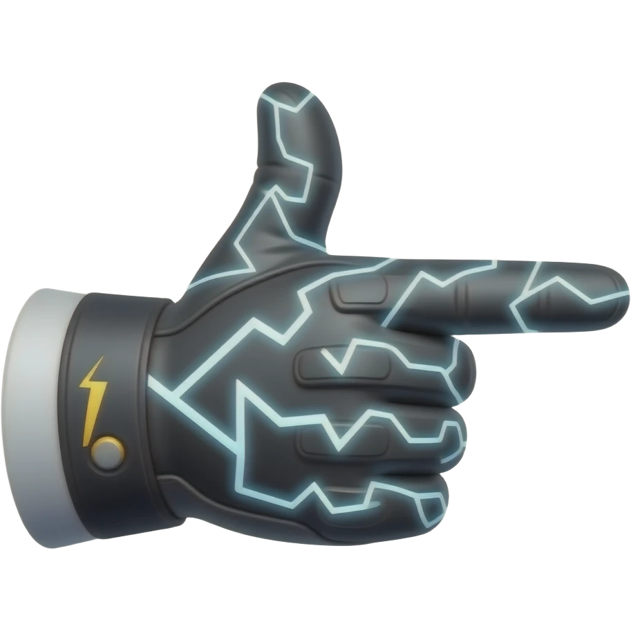 pointing hand with electric glove emoji