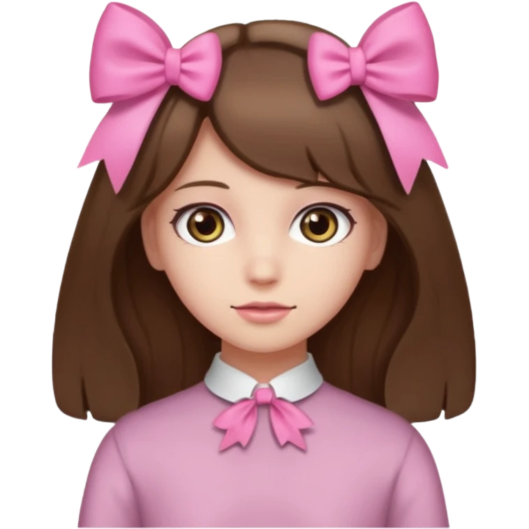 brown open hair from behind with pink bow emoji