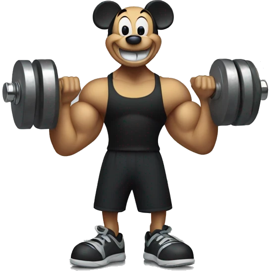 Mickey Mouse holding dumbbells  emoji