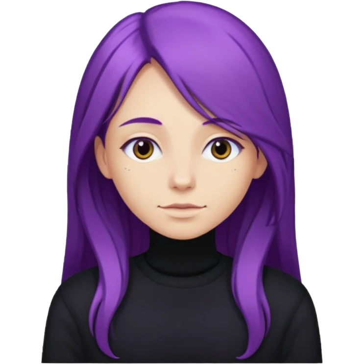 faz menos gótica mas com cabelo roxo comprido e camisola preto emoji