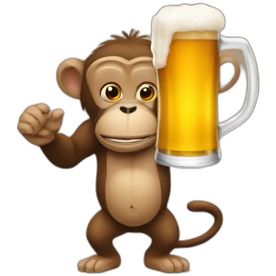 Un singe qui boit une bière emoji