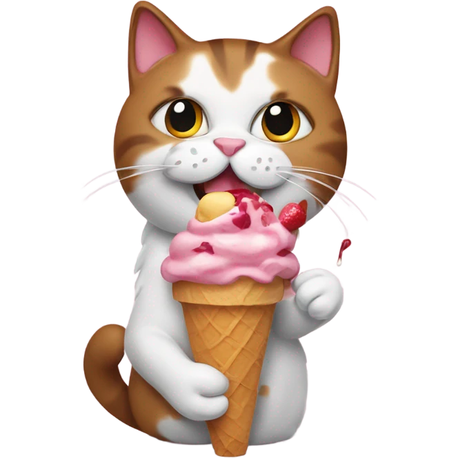 Cat eating ice cream sundae emoji