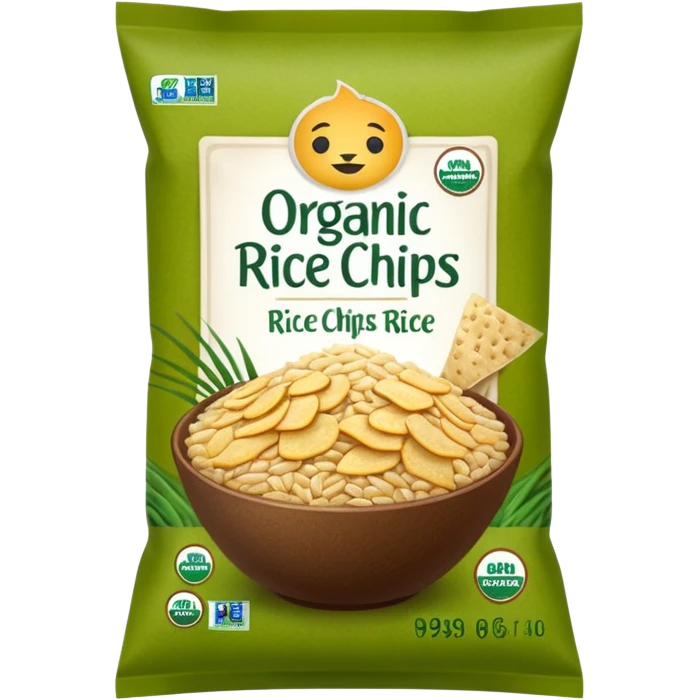 green brown organic rice chips bag emoji