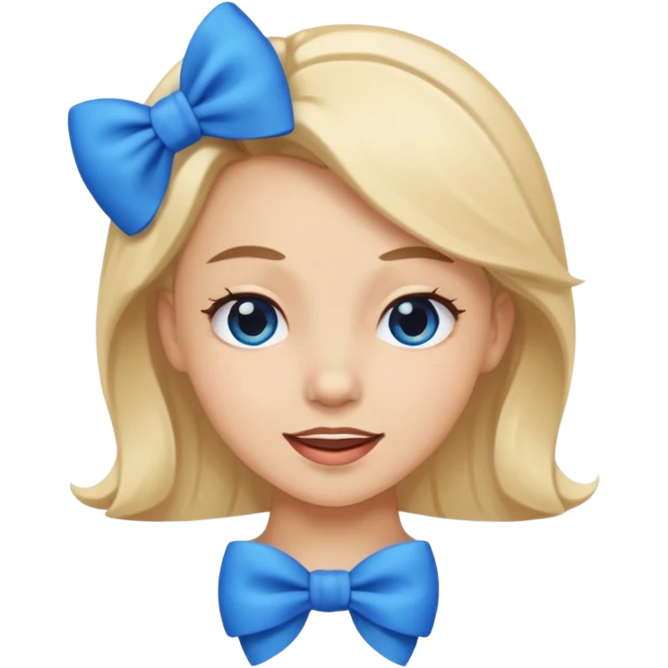 Regular emoji face with blue bow and flirty face emoji