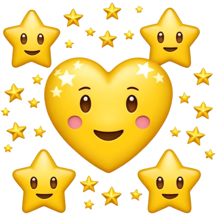 Emoji de coração da cor amarelo + laboratory + estrelas emoji