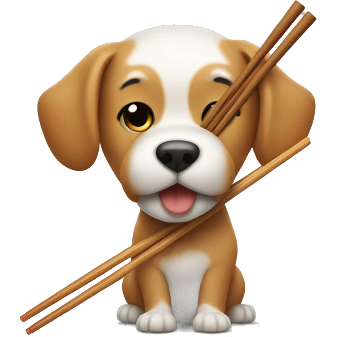 Dog getting picked up by chopsticks  emoji