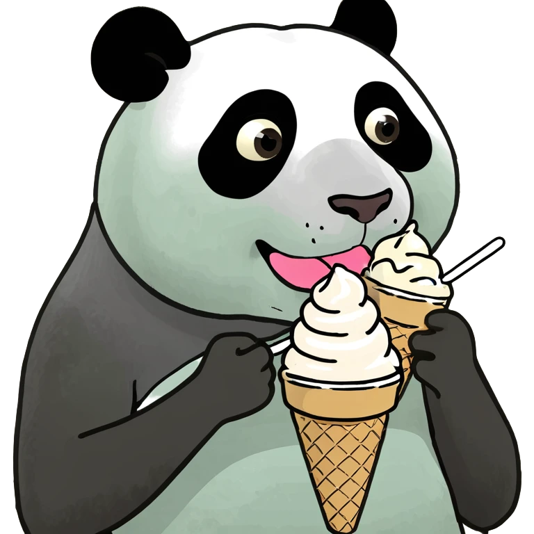 Panda eating ice cream emoji