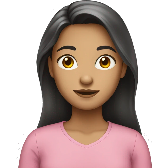 brunette long hair pink shirt emoji