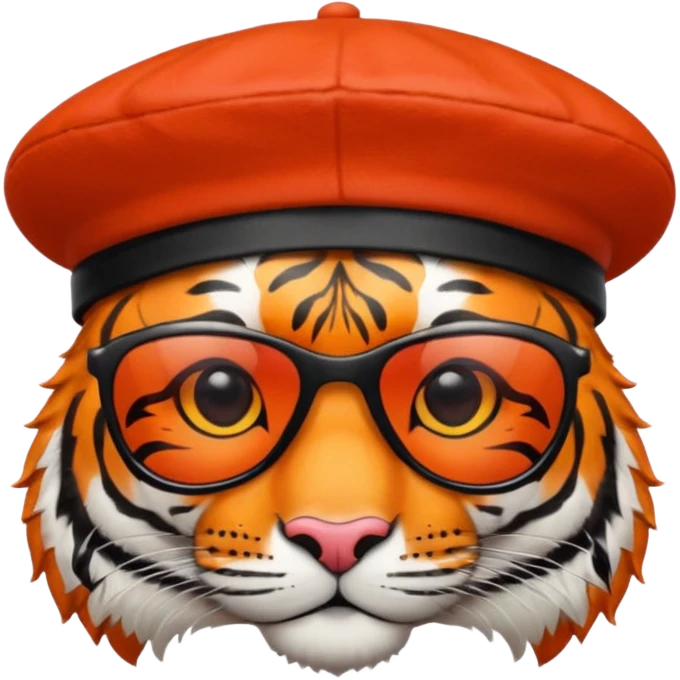 tiger in sunglasses with red berets emoji