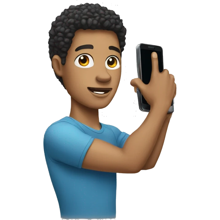 light skin man's arm holding a phone emoji