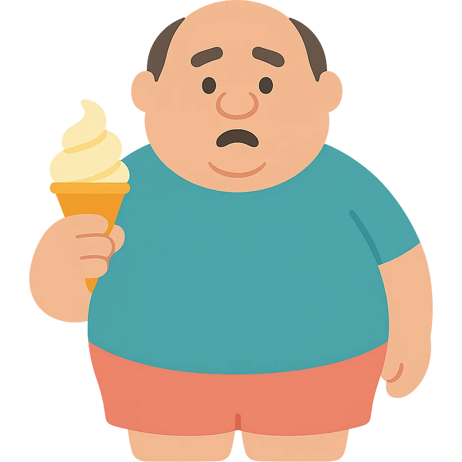 fat man with ice cream, inspired by Lilo and Stitch emoji