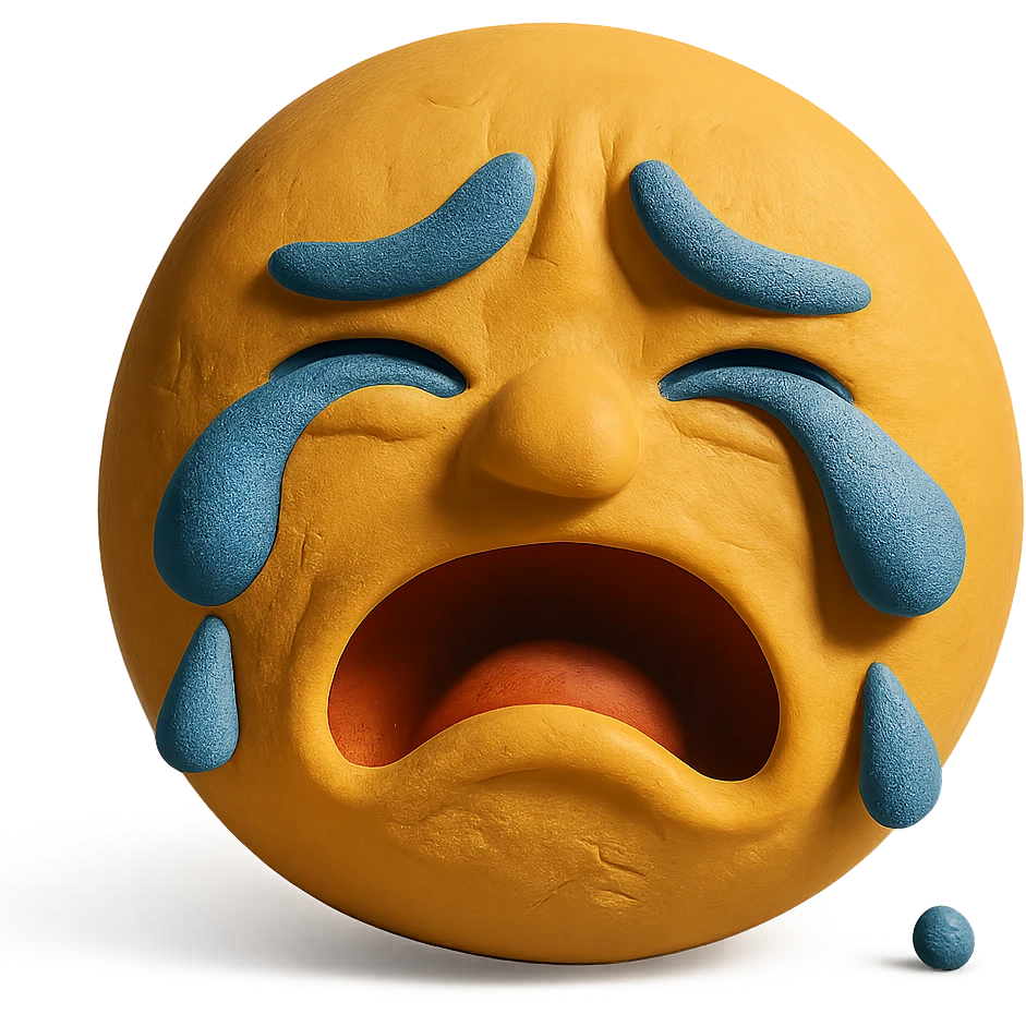 crying face, claymation style emoji