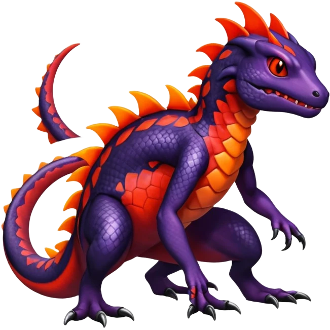 Colorful Dark Shiny Exotic Salandit-Guilmon-Quilava-Fakémon-hybrid-creature (full body)  emoji