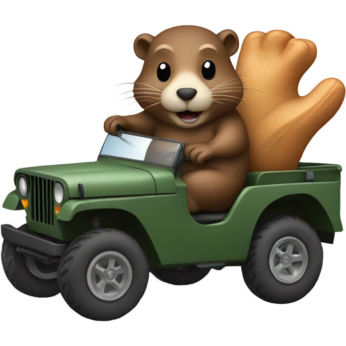 Beaver driving a jeep emoji