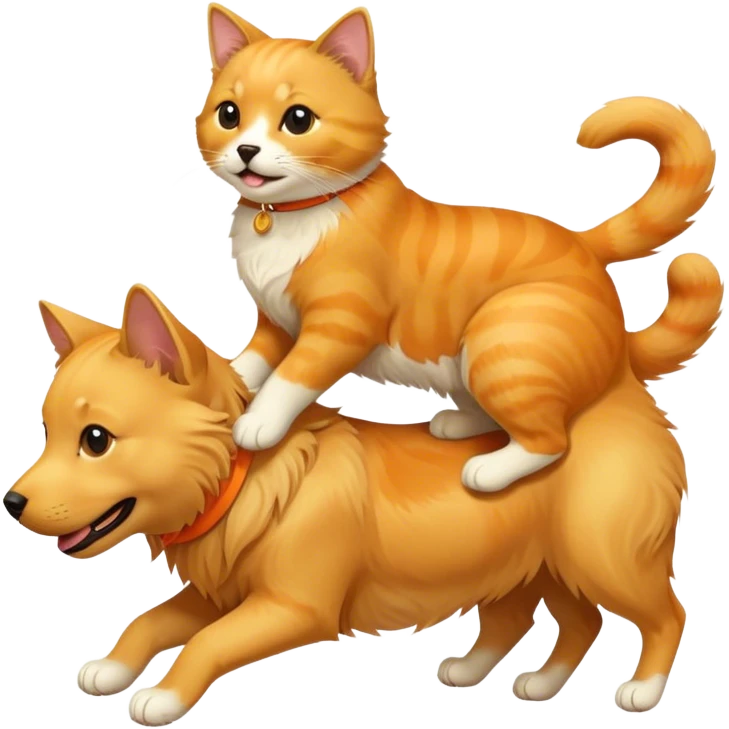 Cat riding on dog emoji
